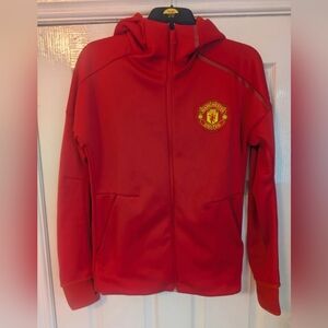adidas Red Manchester United Full-Zip Performance Hoodie